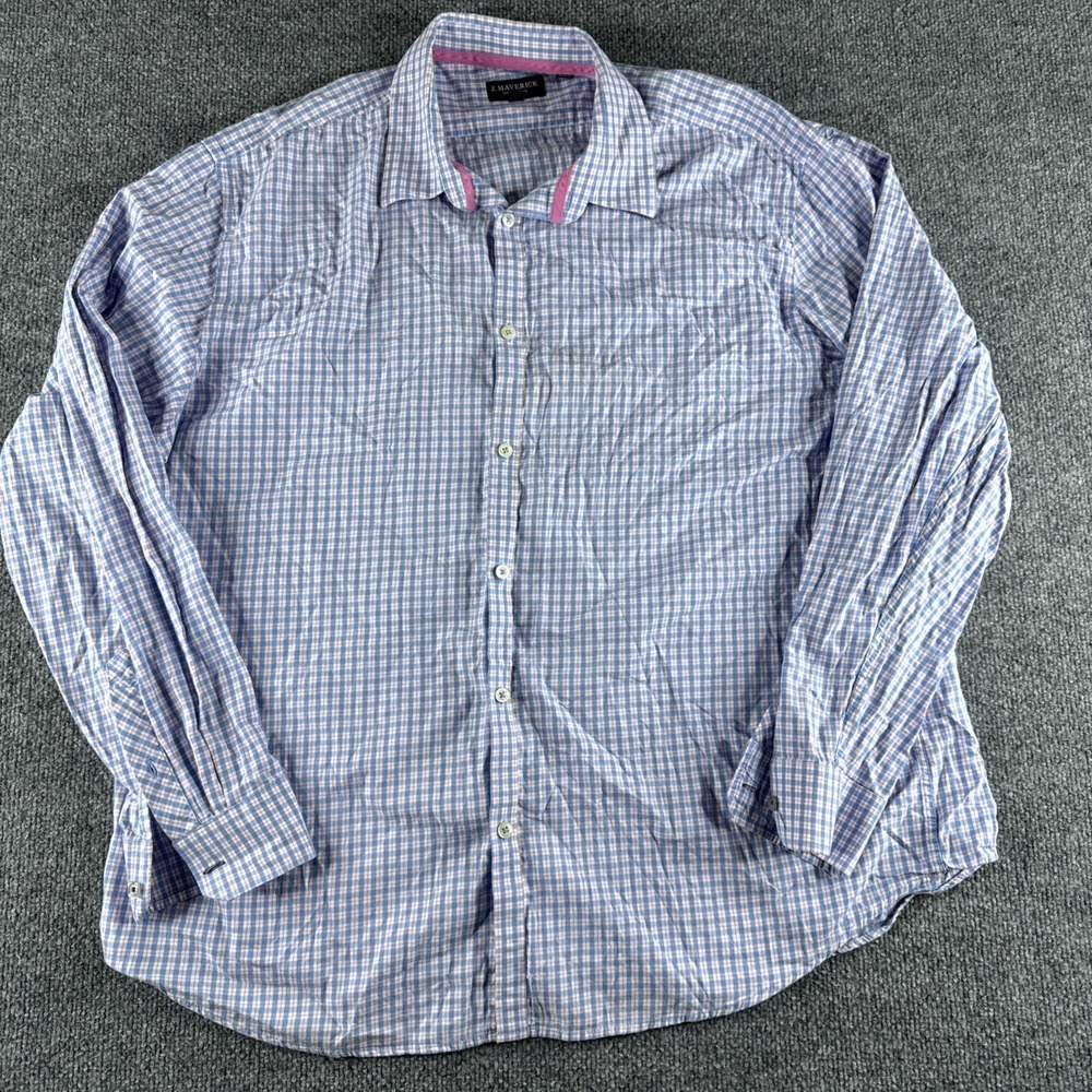 J. Maverick New York Casual Shirt Mens XXL Multi Plaid Slim Fit Button Down